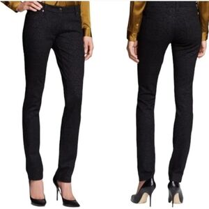 Eileen Fisher SZ 16 Filigree Print Ponte Black Skinny Stretch Pants